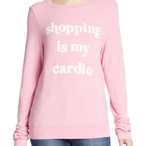 Wildfox Pink Shopping Is My Cardio Sweater